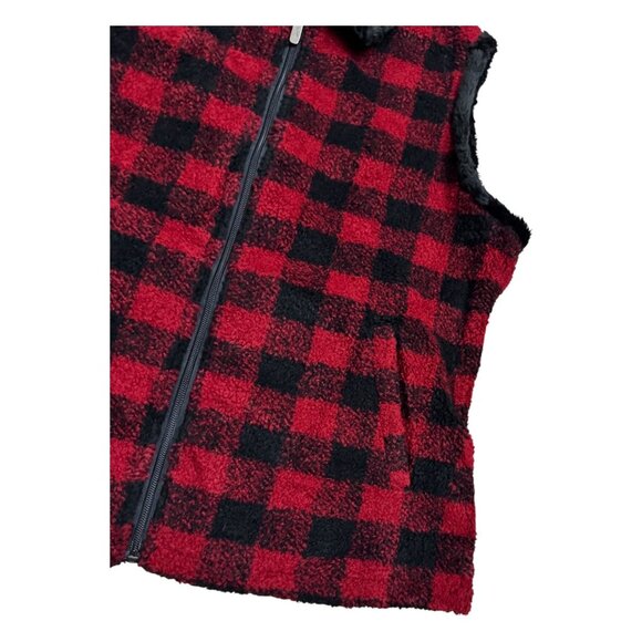 WOOLRICH PLAID Faux Fur Fleece Vintage Y2K Designer Fall Vest Womens Large - Picture 5 of 6